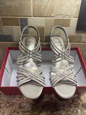 Impo Strappy Metallic Cream Sandal